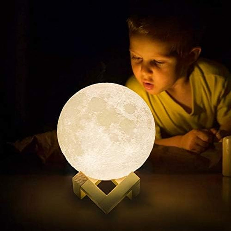 Enchanting 3D Moon Lamp - LED Night Light with Touch Control and USB Rechargeable Stand - Perfect for Bedroom Decor and Unique Gifts for All Ages (5.9 Inch)