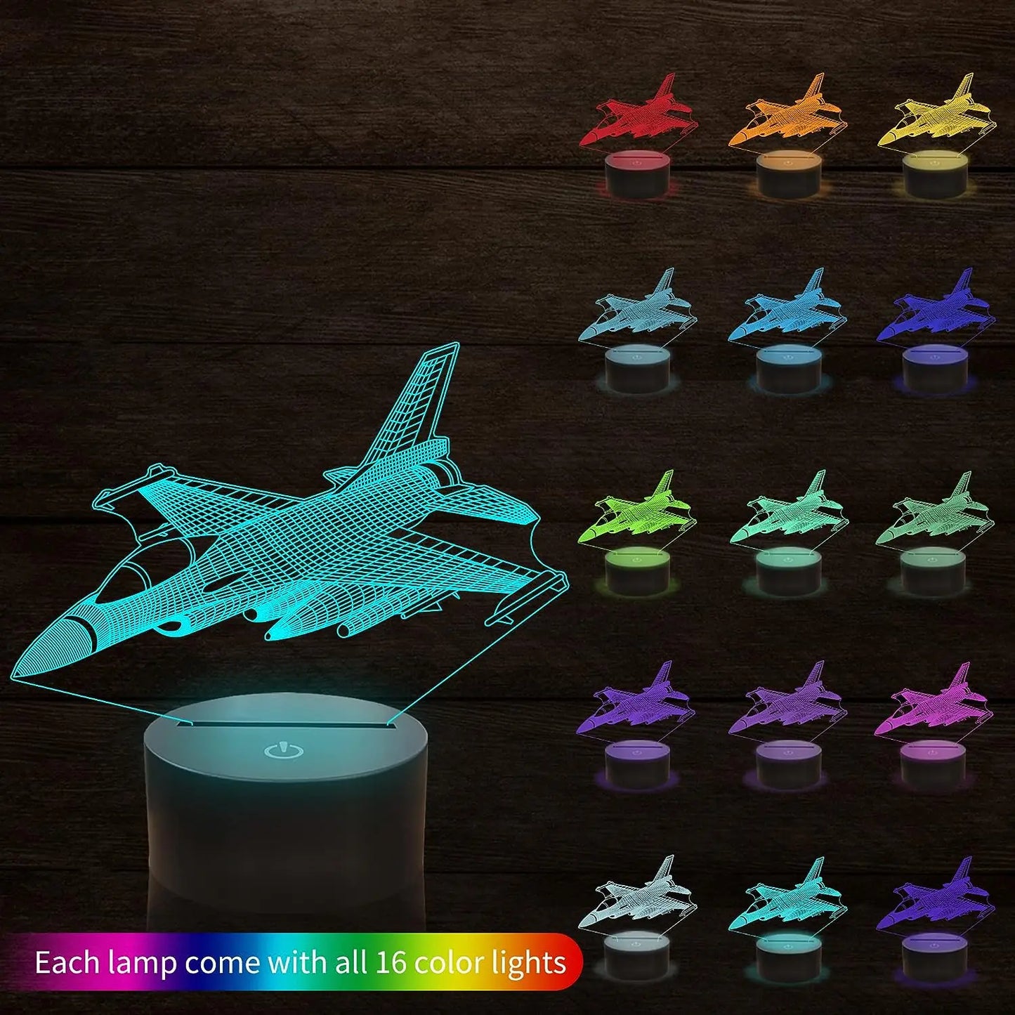 Transform Your Space with the 3D Visual Airplane Night Light - 16 Color Changing LED Desk Lamp with Smart Touch and Remote Control