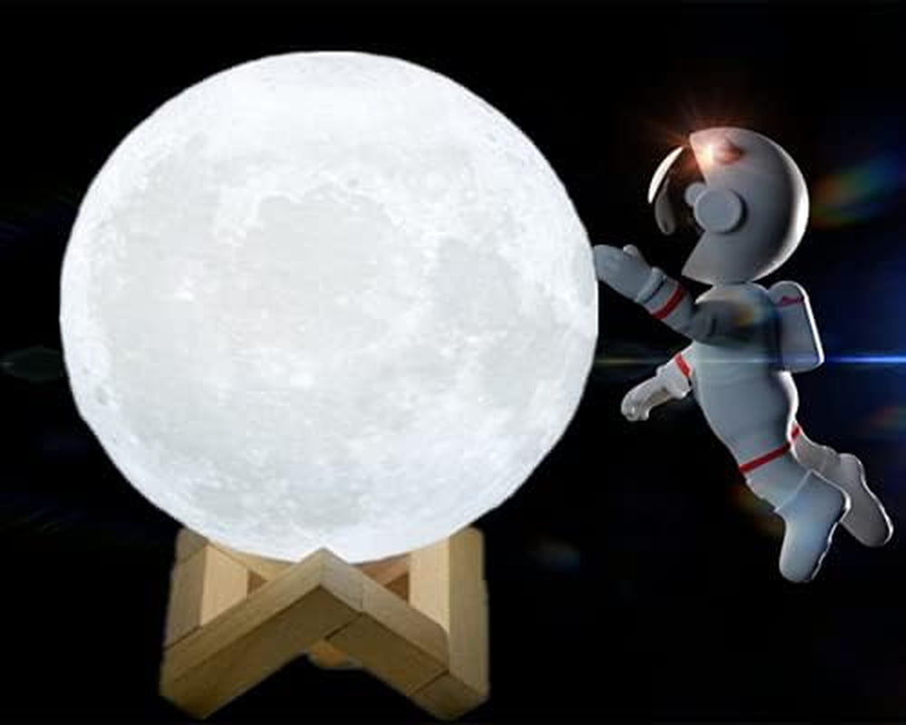 Enchanting 3D Moon Lamp - LED Night Light with Touch Control and USB Rechargeable Stand - Perfect for Bedroom Decor and Unique Gifts for All Ages (5.9 Inch)
