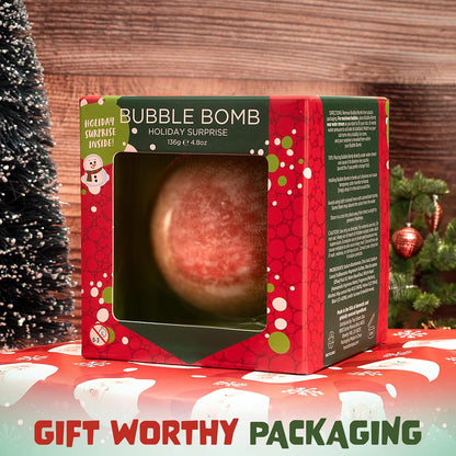 Delightful Christmas Bath Bomb for Kids with Hidden Surprise Toys - Perfect Holiday Gift Set for Boys and Girls - Cheerful Peppermint Bubble Bath Experience