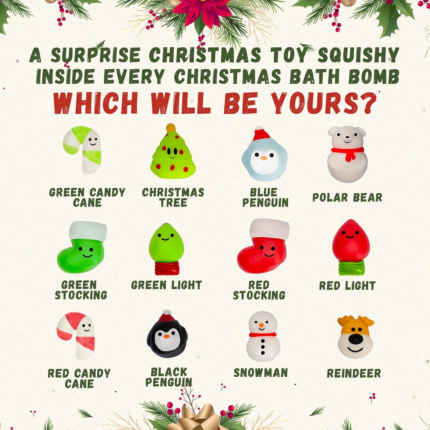 Delightful Christmas Bath Bomb for Kids with Hidden Surprise Toys - Perfect Holiday Gift Set for Boys and Girls - Cheerful Peppermint Bubble Bath Experience