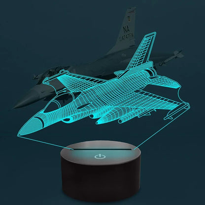 Transform Your Space with the 3D Visual Airplane Night Light - 16 Color Changing LED Desk Lamp with Smart Touch and Remote Control