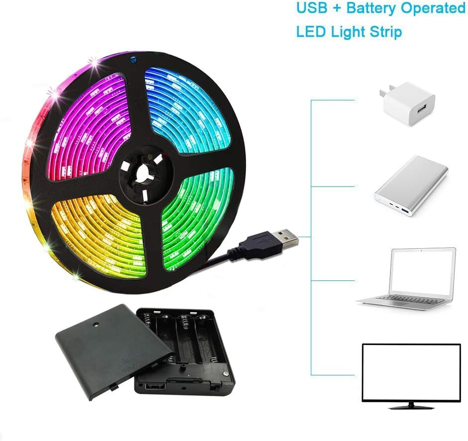 Transform Your Space with Our 6.5FT RGB LED Strip Lights - Battery Powered, Color Changing & Perfect for Any Occasion!