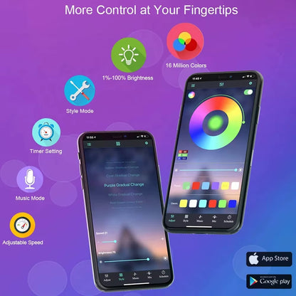 Bluetooth LED Strip Lights Smart SMD 5050 APP Remote Control Flexible Ribbon Diode Lamp Tape TV Backlights Game Room Home Decor