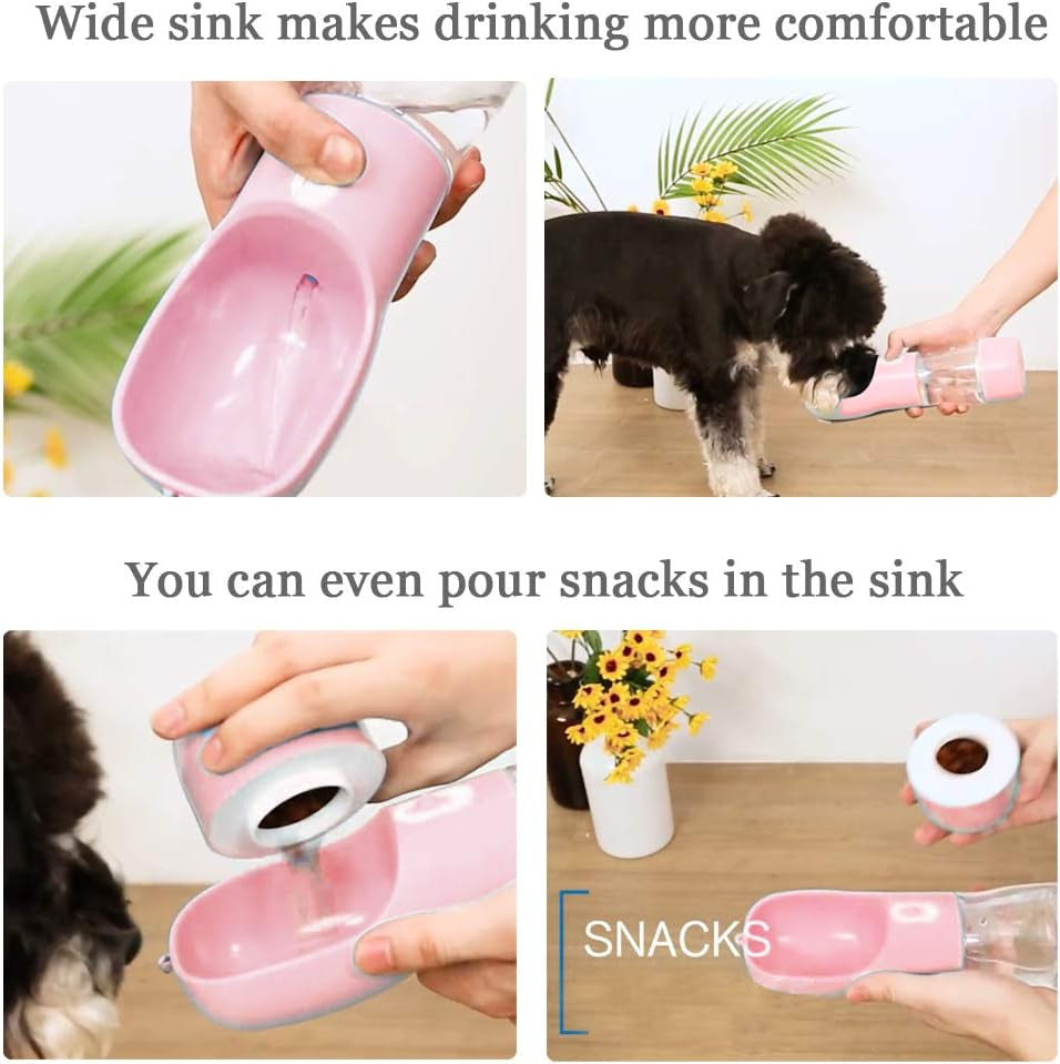Dog Water Bottle for Walking, Multifunctional and Portable Dog Travel Water Dispenser with Food Container,Detachable Design Combo Cup for Drinking and Eating,Suitable for Cats and Puppy