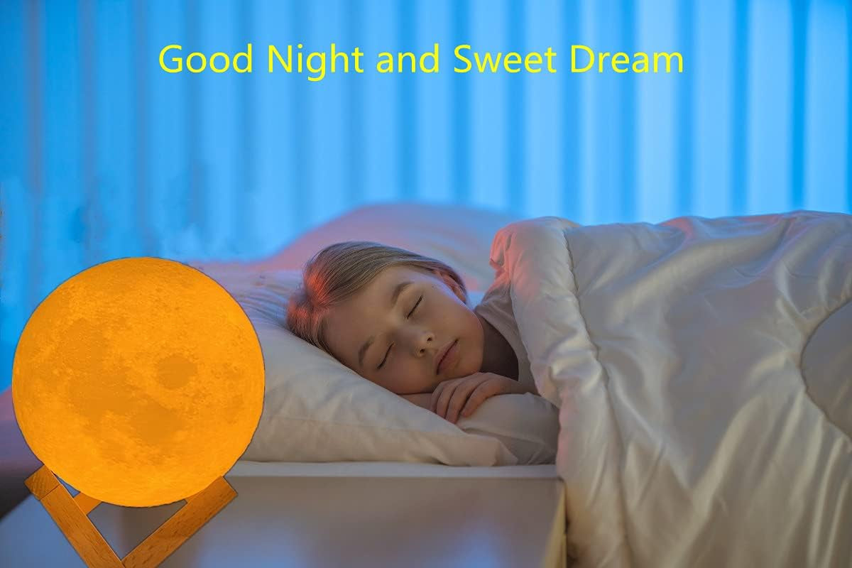 Enchanting 3D Moon Lamp - LED Night Light with Touch Control and USB Rechargeable Stand - Perfect for Bedroom Decor and Unique Gifts for All Ages (5.9 Inch)