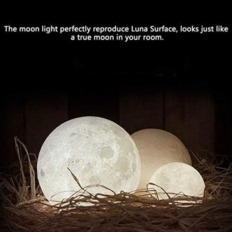 Enchanting 3D Moon Lamp - LED Night Light with Touch Control and USB Rechargeable Stand - Perfect for Bedroom Decor and Unique Gifts for All Ages (5.9 Inch)
