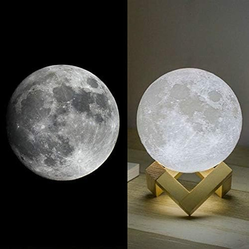 Enchanting 3D Moon Lamp - LED Night Light with Touch Control and USB Rechargeable Stand - Perfect for Bedroom Decor and Unique Gifts for All Ages (5.9 Inch)
