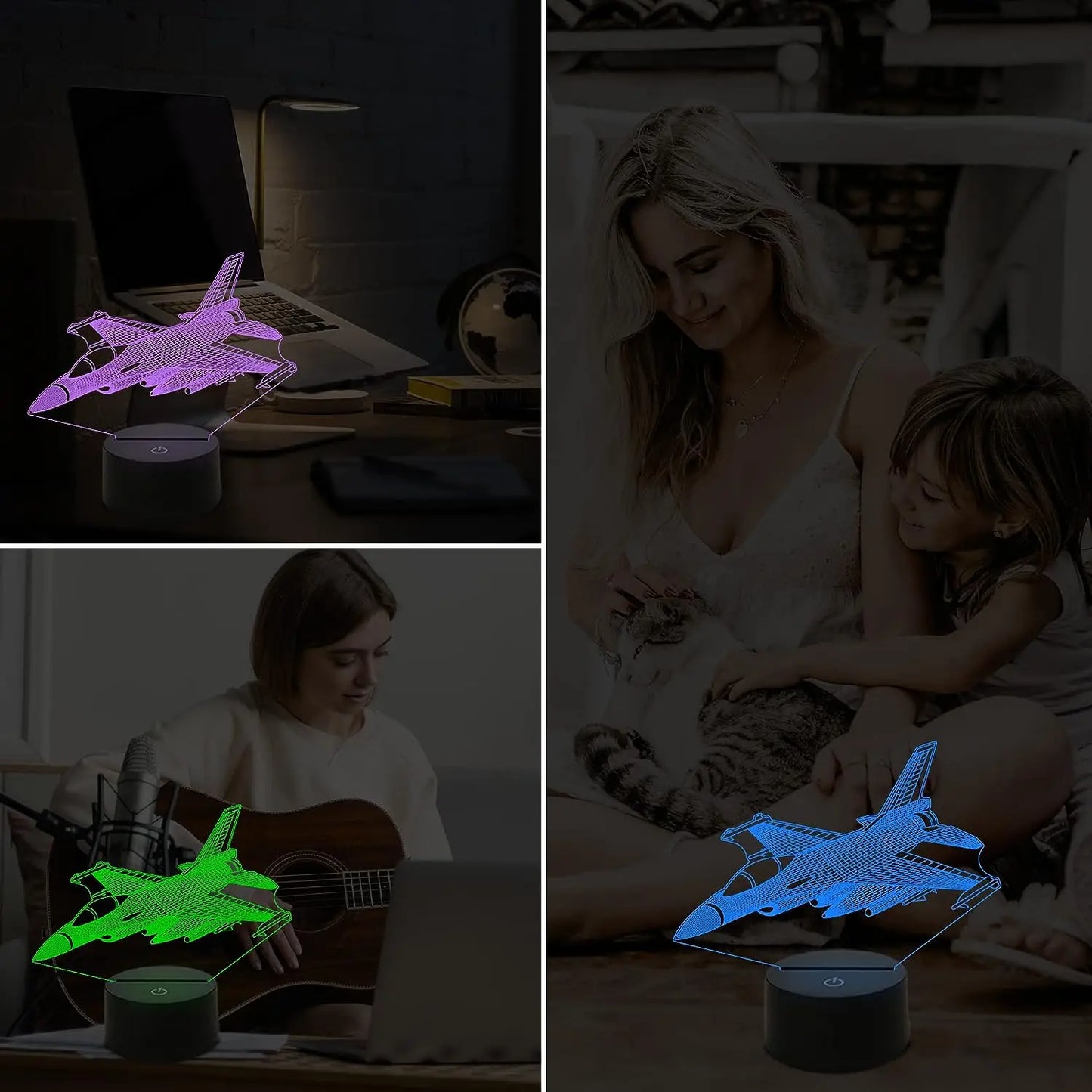 Transform Your Space with the 3D Visual Airplane Night Light - 16 Color Changing LED Desk Lamp with Smart Touch and Remote Control