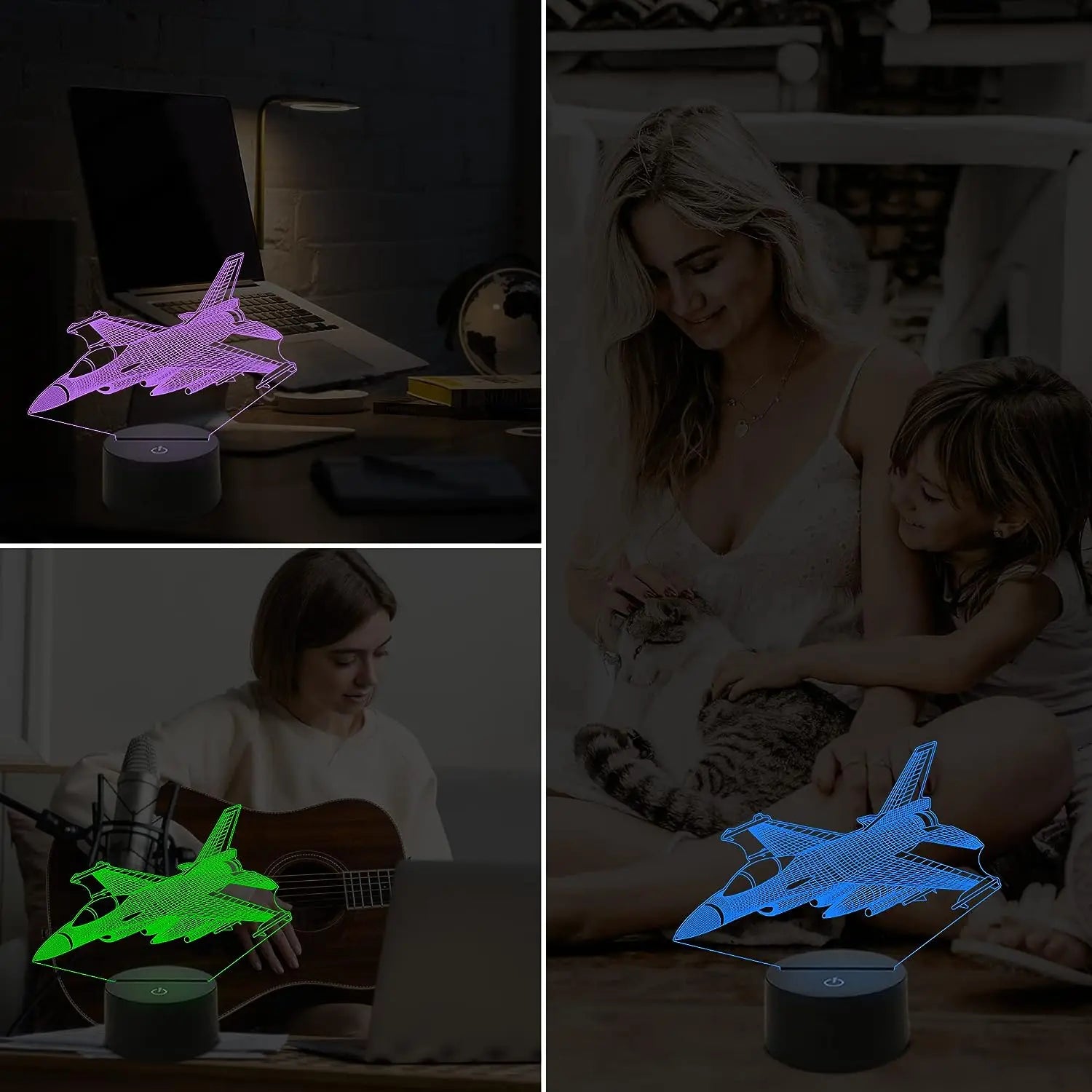Transform Your Space with the 3D Visual Airplane Night Light - 16 Color Changing LED Desk Lamp with Smart Touch and Remote Control