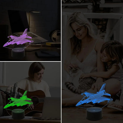 Transform Your Space with the 3D Visual Airplane Night Light - 16 Color Changing LED Desk Lamp with Smart Touch and Remote Control
