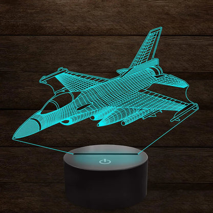Transform Your Space with the 3D Visual Airplane Night Light - 16 Color Changing LED Desk Lamp with Smart Touch and Remote Control