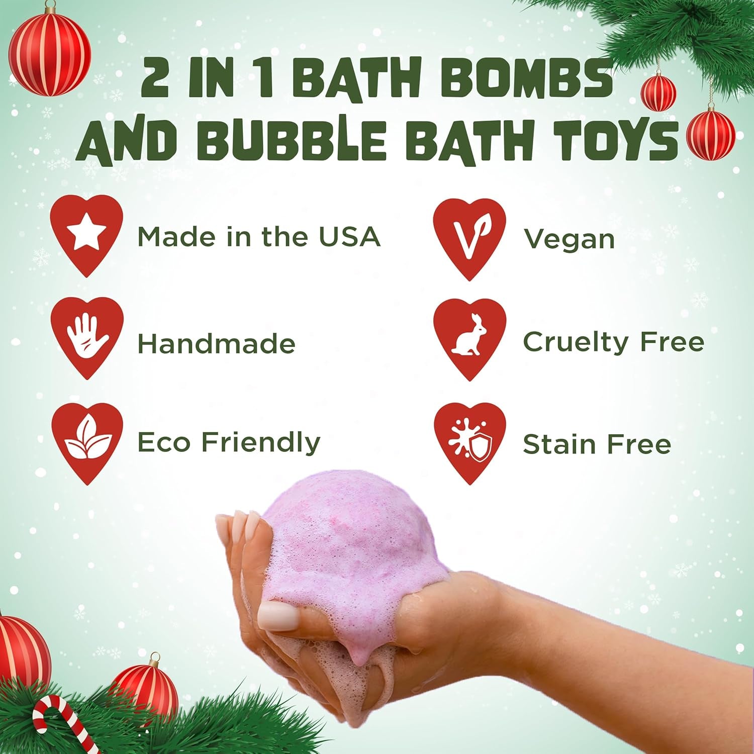 Delightful Christmas Bath Bomb for Kids with Hidden Surprise Toys - Perfect Holiday Gift Set for Boys and Girls - Cheerful Peppermint Bubble Bath Experience