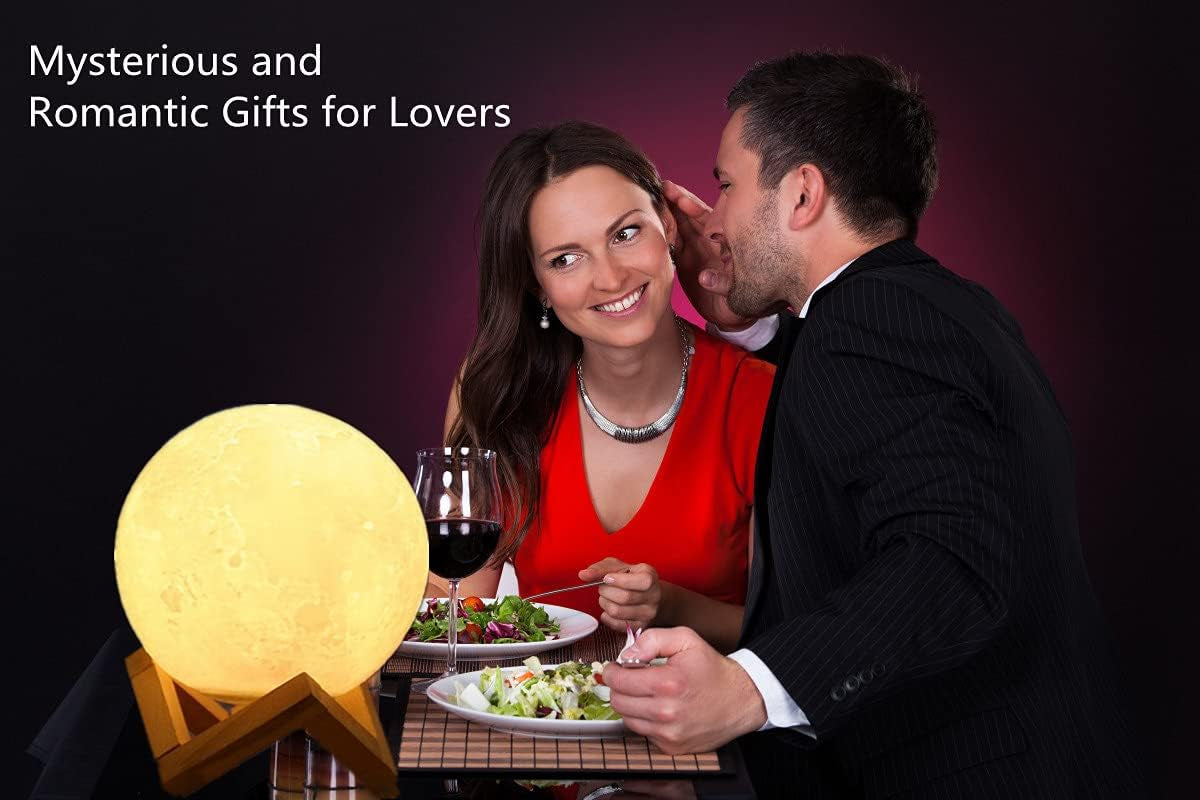 Enchanting 3D Moon Lamp - LED Night Light with Touch Control and USB Rechargeable Stand - Perfect for Bedroom Decor and Unique Gifts for All Ages (5.9 Inch)